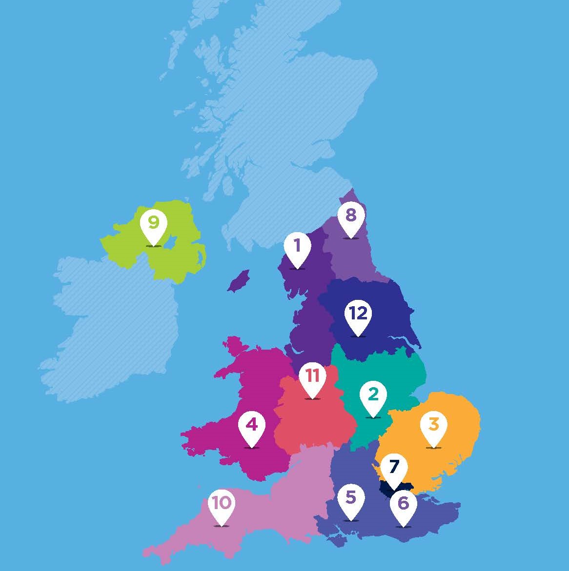 NAHT regions and contacts map
